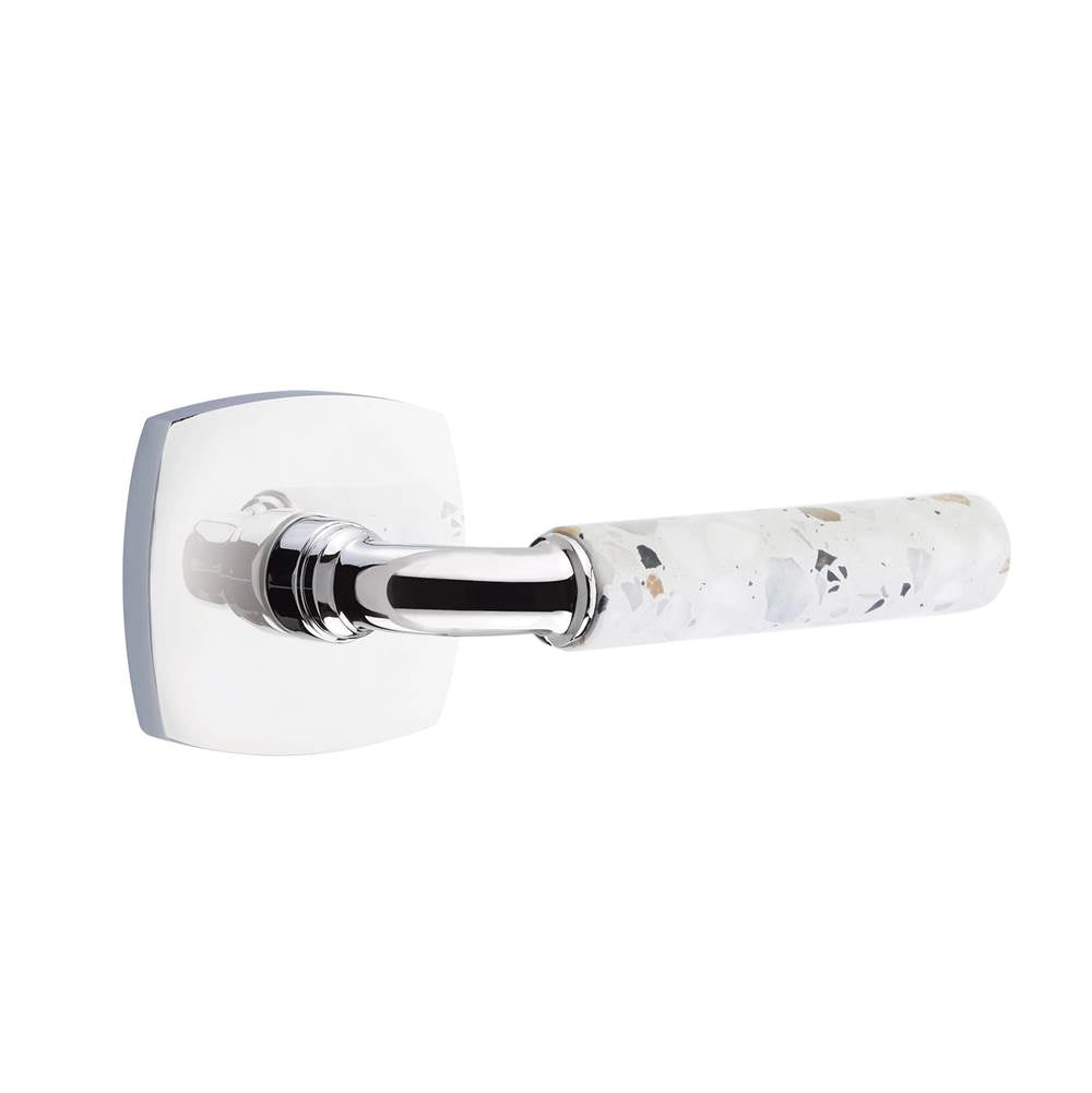 Emtek - Select Privacy, Urban Modern Rosette US26, R-Bar Stem US26, Light Terrazzo Handle, LH - Polished Chrome