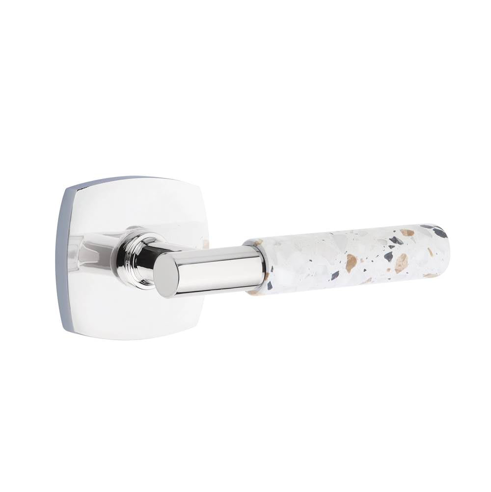 Emtek - Select Passage, Urban Modern Rosette US26, T-Bar Stem US26, Light Terrazzo Handle, RH - Polished Chrome