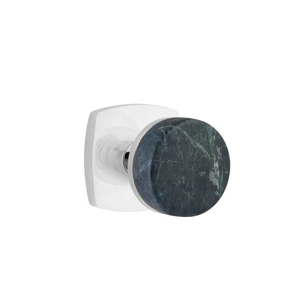 Emtek - Concealed Fastener, Select Passage, Urban Modern Rosette US26, Conical Stem US26, Green Marble Knob - Polished Chrome