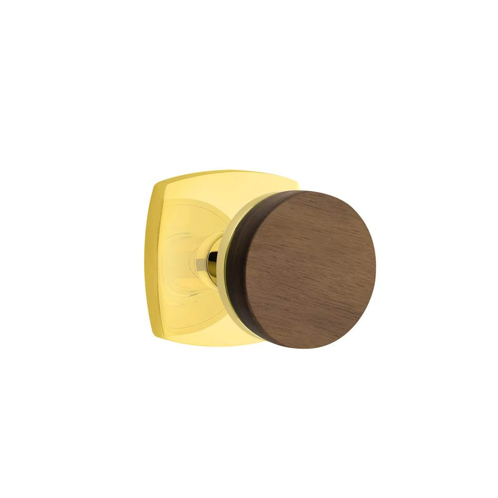 Emtek - Select Passage, Urban Modern Rosette US3NL, Conical Stem US3NL, Dark Walnut Knob - Unlacquered Brass