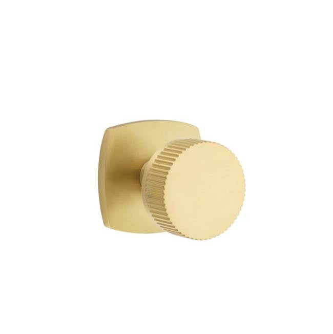 Emtek - Concealed Fastener Privacy, Urban Modern Rosette US4, Conical Stem US4, Straight Knurled Knob US4 - Satin Brass