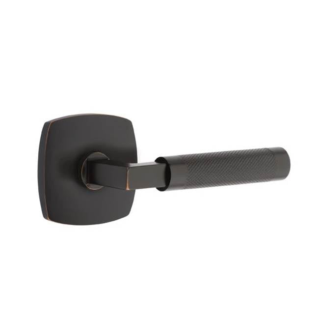 Emtek - Privacy, Urban Modern Rosette US10B, L-Square Stem US10B, Knurled Handle US10B RH - Oil Rubbed Bronze