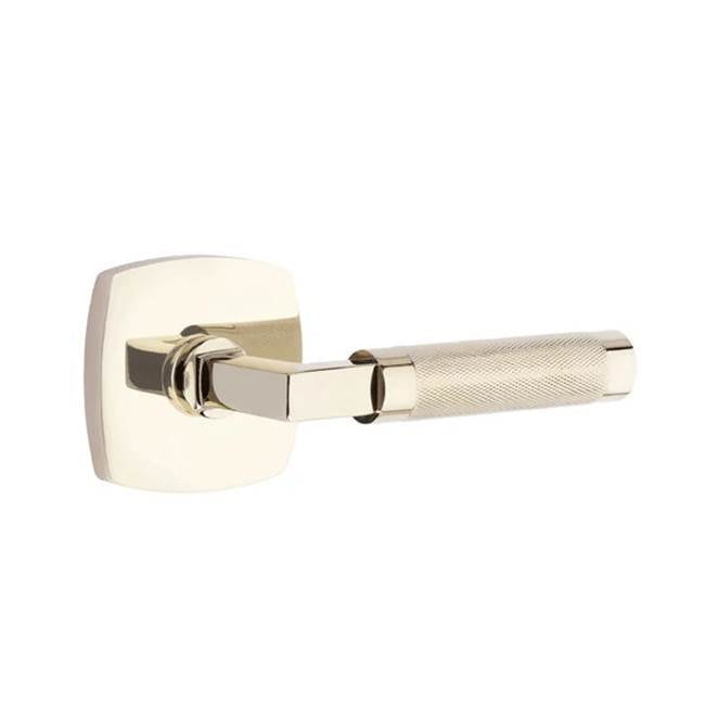 Emtek - Passage, Urban Modern Rosette US14, L-Square Stem US14, Knurled Handle US14 RH - Polished Nickel
