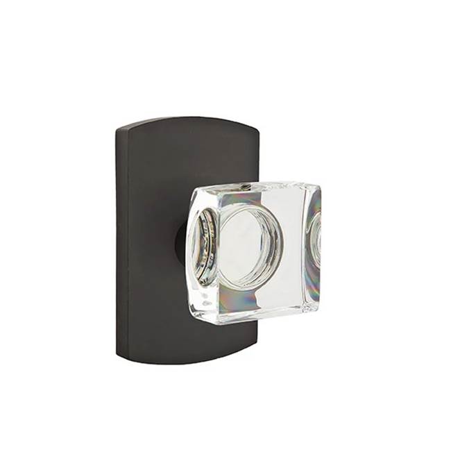 Emtek - Passage, No.4 Rosette, Modern Square Crystal Knob, FB - Flat Black Bronze Patina