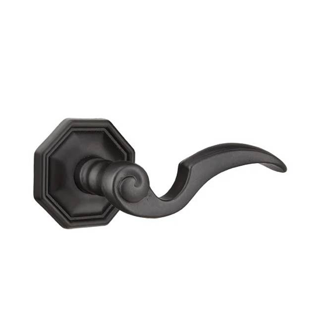 Emtek - Privacy, No.15 Rosette, Napoli Lever, RH, FB - Flat Black Bronze Patina