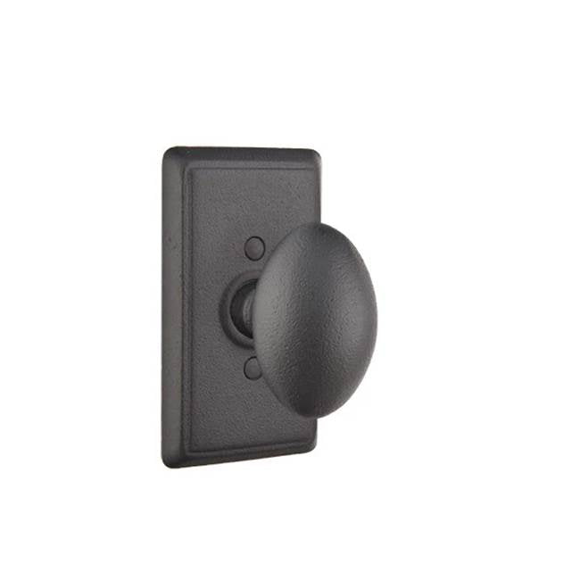 Emtek - Passage, Wrought Steel No.3 Rosette, Savannah Knob, FBS - Flat Black Steel