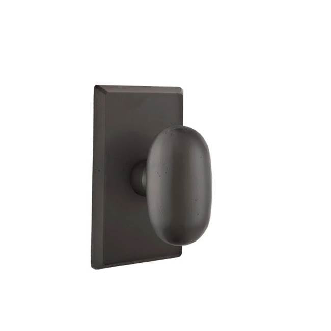 Emtek - Concealed, Passage, No.3 Rosette, Bronze Egg Knob, FB - Flat Black Bronze Patina