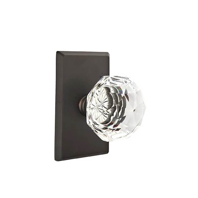 Emtek - Privacy, No.3 Rosette, Diamond Crystal Knob, FB - Flat Black Bronze Patina