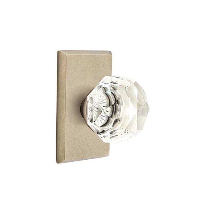 Emtek - Privacy, No.3 Rosette, Diamond Crystal Knob, TWB - Tumbled White Bronze