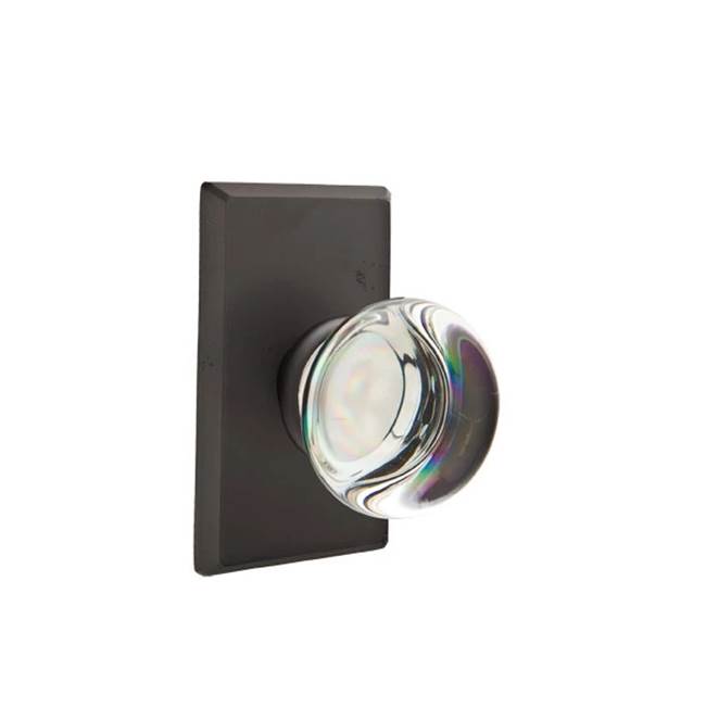 Emtek - Concealed, Privacy, No.3 Rosette, Providence Crystal Knob, FB - Flat Black Bronze Patina