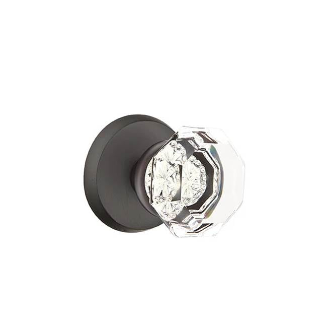 Emtek - Concealed, Passage, No.2 Rosette, Old Town Clear Knob, FB - Flat Black Bronze Patina