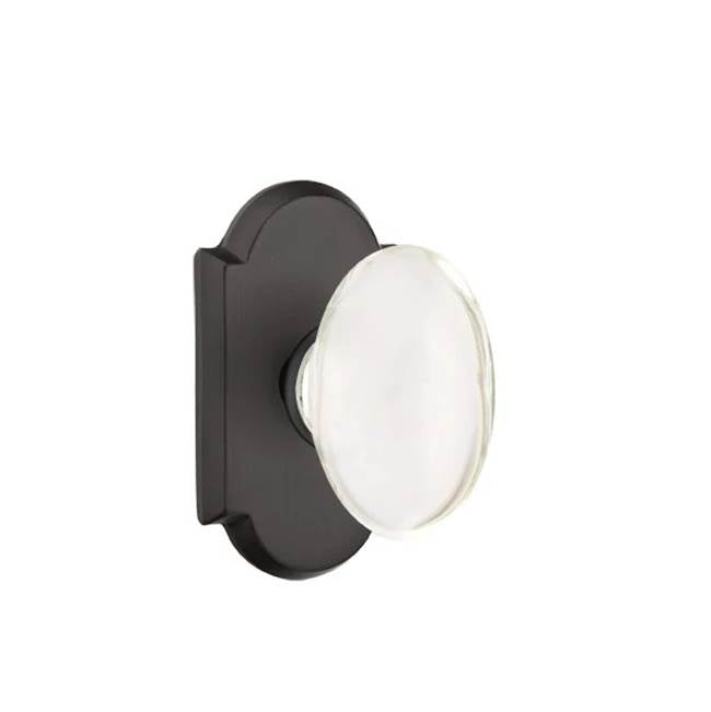 Emtek - Concealed, Privacy, No.1 Rosette, Hampton Knob, FB - Flat Black Bronze Patina