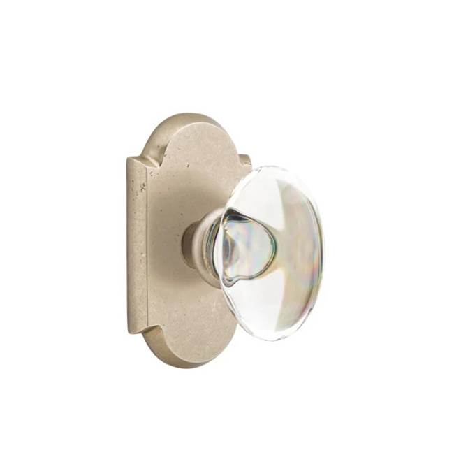 Emtek - Concealed, Privacy, No.1 Rosette, Hampton Knob, TWB - Tumbled White Bronze