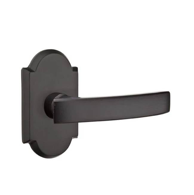 Emtek - Privacy, No.1 Rosette, Yuma Lever, LH, FB - Flat Black Bronze Patina