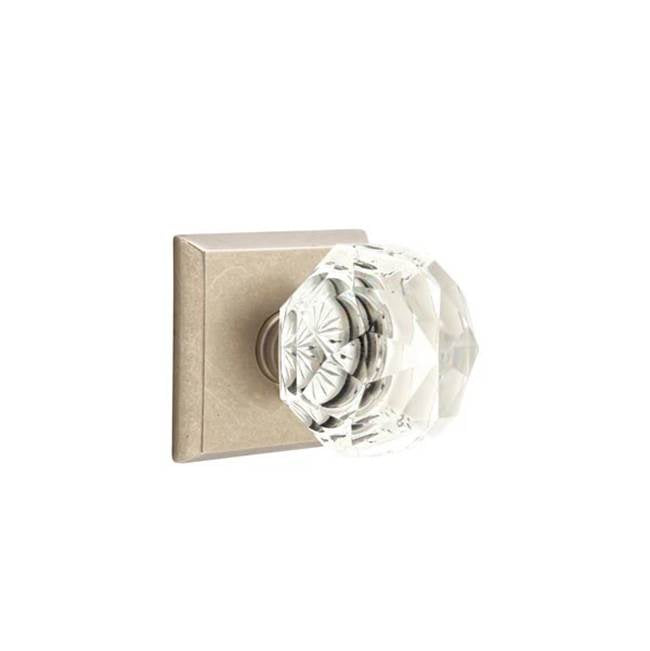 Emtek - Concealed, Passage, No.6 Rosette, Diamond Crystal Knob, TWB - Tumbled White Bronze