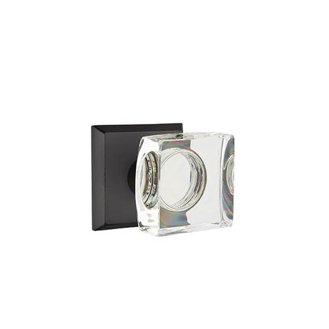 Emtek - Privacy, No.6 Rosette, Modern Square Crystal Knob, FB - Flat Black Bronze Patina