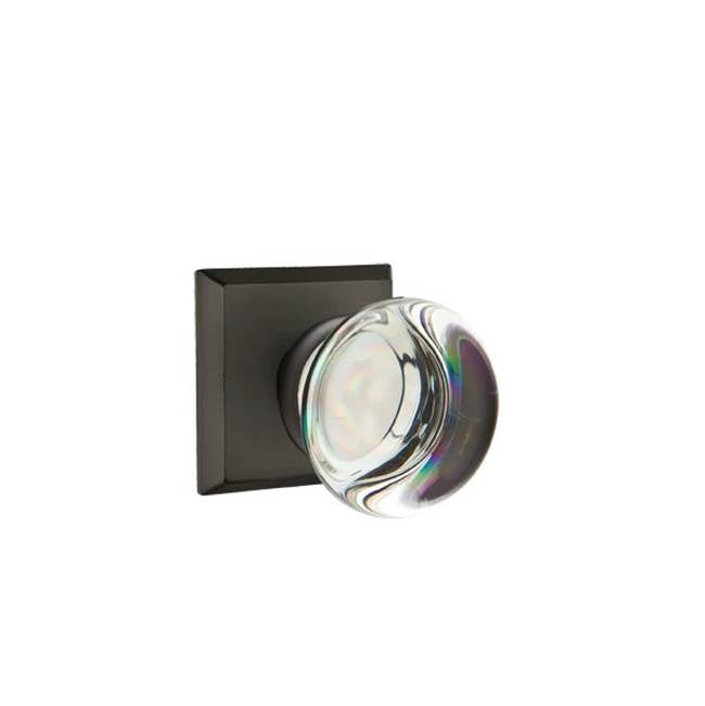 Emtek - Concealed, Privacy, No.6 Rosette, Providence Crystal Knob, FB - Flat Black Bronze Patina