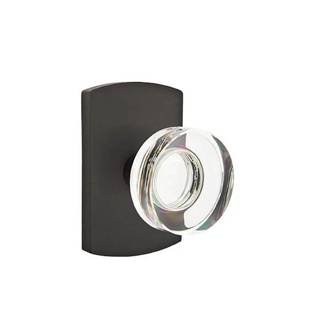 Emtek - Concealed, Privacy, No.4 Rosette, Modern Disc Crystal Knob, FB - Flat Black Bronze Patina