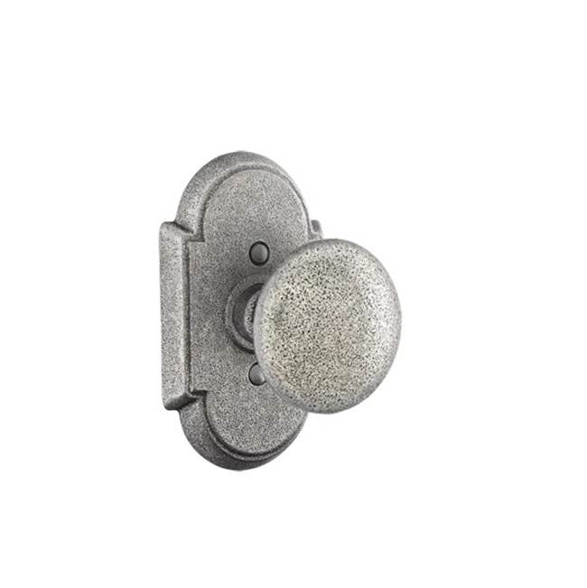 Emtek - Privacy, Wrought Steel No.1 Rosette, Jamestown Knob, SWS - Satin Steel