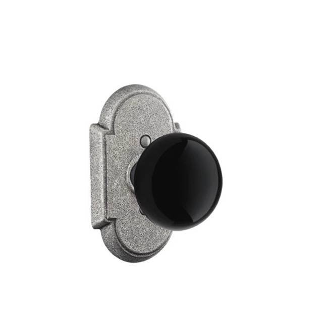 Emtek - Dummy, Wrought Steel No.1 Rosette, Madison Black Knob, SWS - Satin Steel