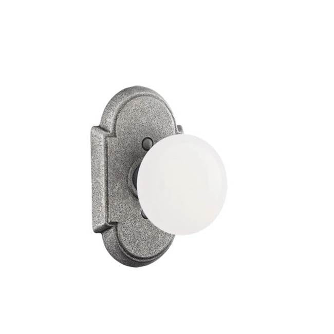 Emtek - Dummy, Wrought Steel No.1 Rosette, Madison Ivory Knob, SWS - Satin Steel