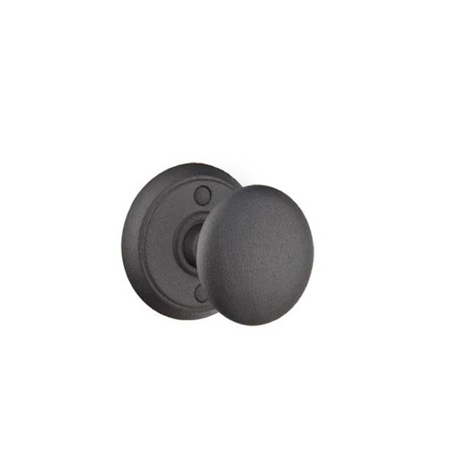 Emtek - Privacy, Wrought Steel No.2 Rosette, Jamestown Knob, FBS - Flat Black Steel