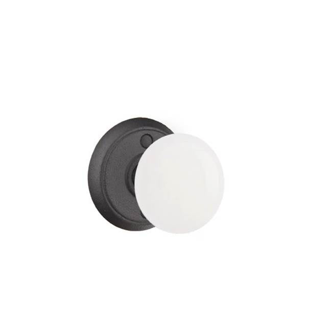 Emtek - Passage, Wrought Steel No.2 Rosette, Madison Ivory Knob, FBS - Flat Black Steel