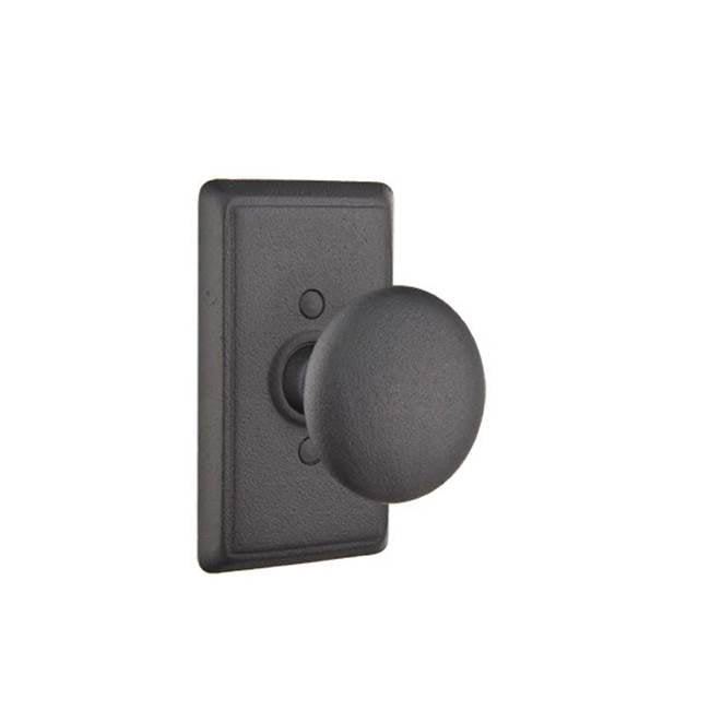 Emtek - Dummy, Wrought Steel No.3 Rosette, Jamestown Knob, FBS - Flat Black Steel