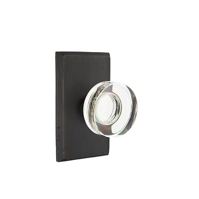 Emtek - Concealed, Passage, No.3 Rosette, Modern Disc Crystal Knob, MB - Medium Bronze Patina