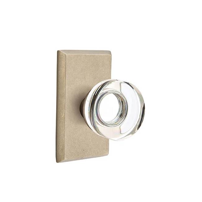 Emtek - Concealed, Passage, No.3 Rosette, Modern Disc Crystal Knob, TWB - Tumbled White Bronze