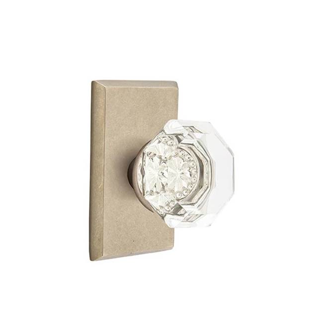 Emtek - Concealed, Passage, No.3 Rosette, Old Town Clear Knob, TWB - Tumbled White Bronze