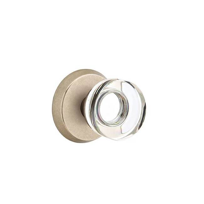 Emtek - Passage, No.2 Rosette, Modern Disc Crystal Knob, TWB - Tumbled White Bronze