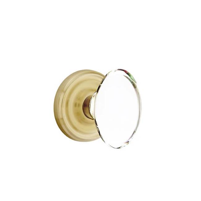 Emtek - Concealed, Privacy, Regular Rosette, Hampton Crystal Knob, US4 - Satin Brass