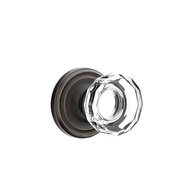 Emtek - Privacy, Regular Rosette, Lowell Crystal Knob, US10B - Oil Rubbed Bronze