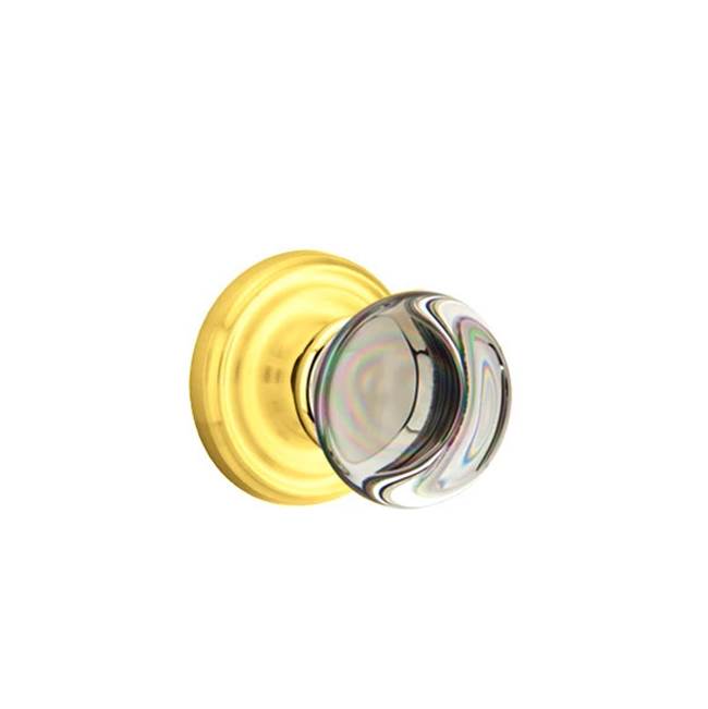 Emtek - Concealed, Privacy, Regular Rosette, Providence Crystal Knob, US3 Lifetime - Polished Brass