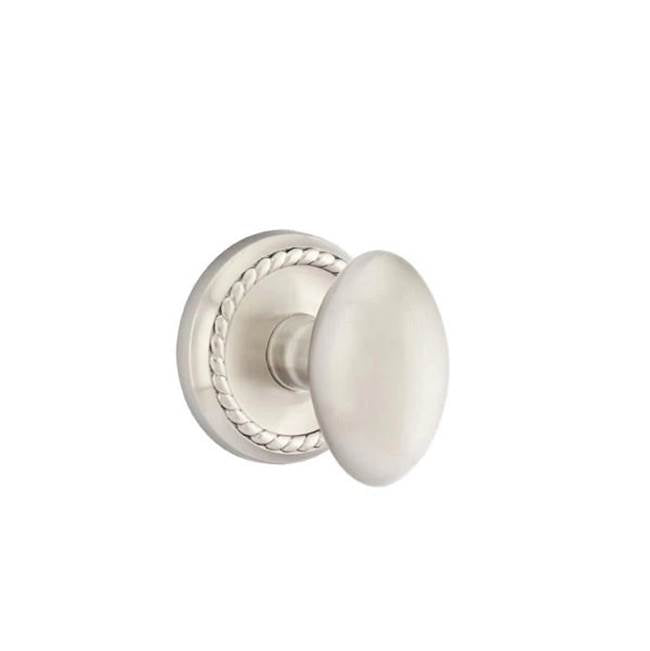 Emtek - Concealed, Privacy, Rope Rosette, Egg Knob, US15 - Satin Nickel