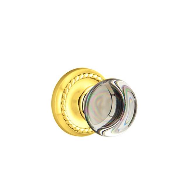 Emtek - Concealed, Privacy, Rope Rosette, Providence Crystal Knob, US3 - Polished Brass