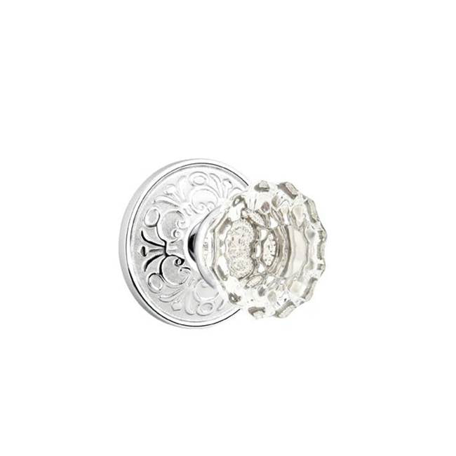 Emtek - Concealed, Privacy, Lancaster Rosette, Astoria Clear Knob, US26 - Polished Chrome