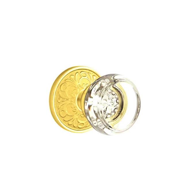 Emtek - Privacy, Lancaster Rosette, Georgetown Crystal Knob, US3NL - Unlacquered Brass