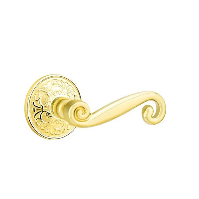 Emtek - Concealed Fastener, Passage, Lancaster Rosette, Rustic Lever, US3NL - Unlacquered Brass