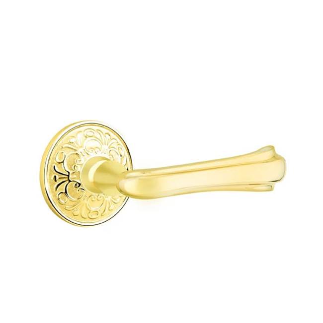 Emtek - Privacy, Lancaster Rosette, Wembley Lever, LH, US3NL - Unlacquered Brass