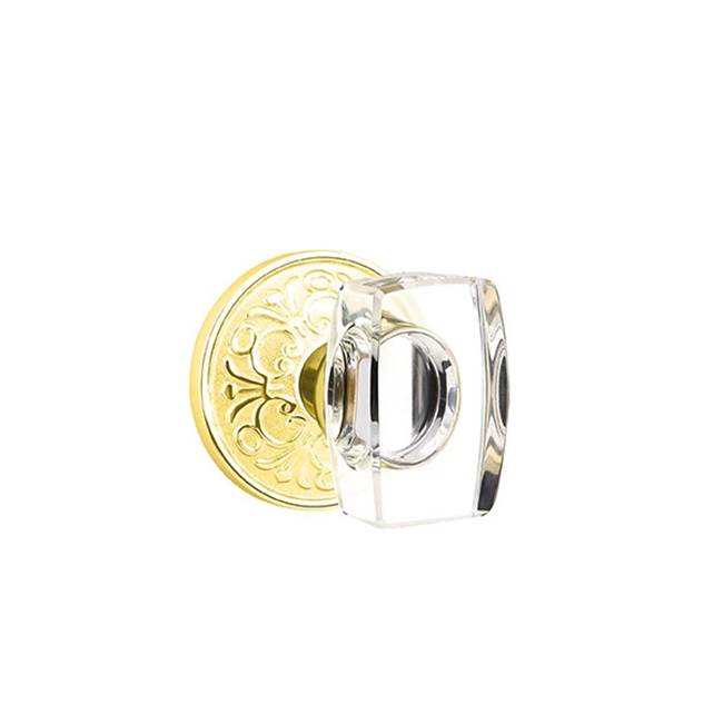 Emtek - Passage, Lancaster Rosette, Windsor Crystal Knob, US3NL - Unlacquered Brass