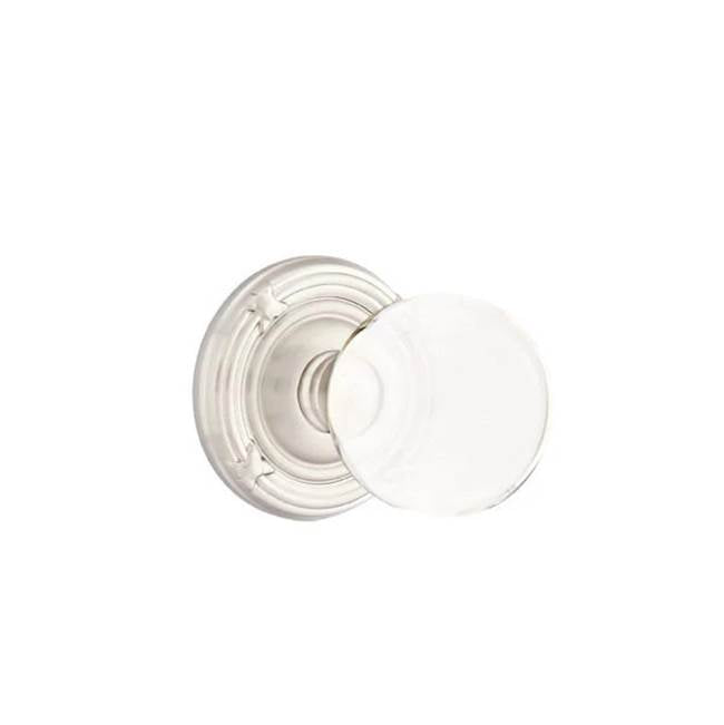 Emtek - Privacy, Ribbon and Reed Rosette, Bristol Crystal Knob, US15 - Satin Nickel