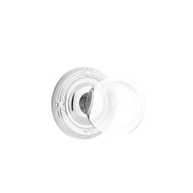 Emtek - Privacy, Ribbon and Reed Rosette, Bristol Crystal Knob, US26 - Polished Chrome