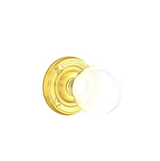 Emtek - Privacy, Ribbon and Reed Rosette, Bristol Crystal Knob, US3 Lifetime - Polished Brass