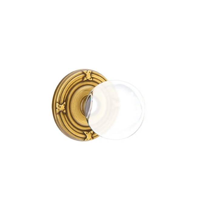 Emtek - Privacy, Ribbon and Reed Rosette, Bristol Crystal Knob, US7 - French Antique