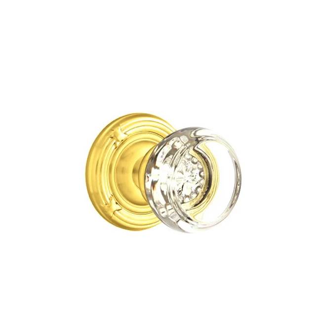 Emtek - Passage, Ribbon and Reed Rosette, Georgetown Crystal Knob, US3 Lifetime - Polished Brass