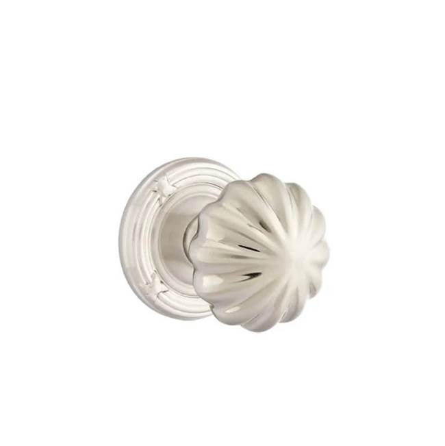 Emtek - Privacy, Ribbon and Reed Rosette, Melon Knob, US15 - Satin Nickel