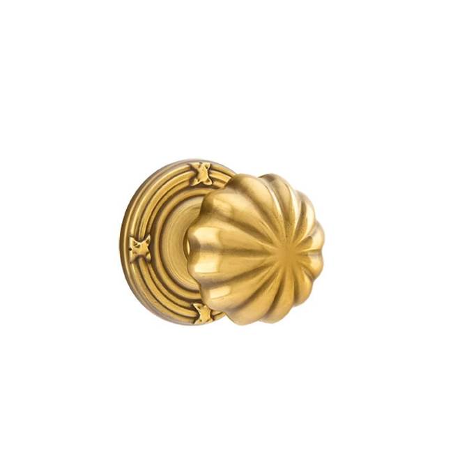 Emtek - Privacy, Ribbon and Reed Rosette, Melon Knob, US7 - French Antique