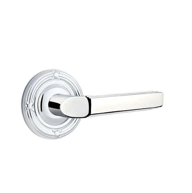 Emtek - Privacy, Ribbon and Reed Rosette, Milano Lever, LH, US26 - Polished Chrome